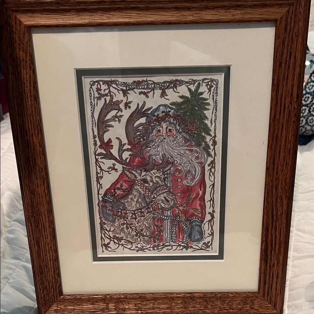 Lynn Norton Framed Santa Claus and his Reindeer print